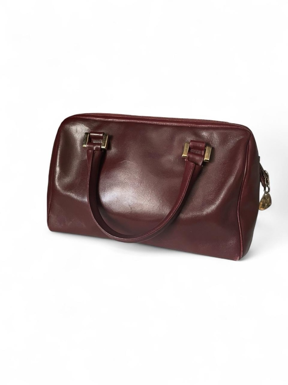 Vintage Morris Moskowitz Genuine Leather Satchel | Burgundy Oxblood Handbag - Picture 4 of 8